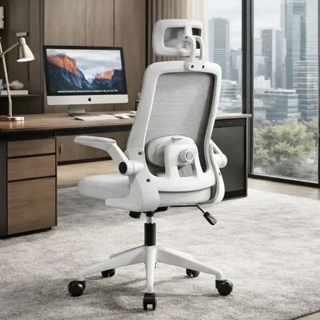 Cadeira De Escritório Home Office Ergonômica Blidshop 120kg Branca E Cinza
