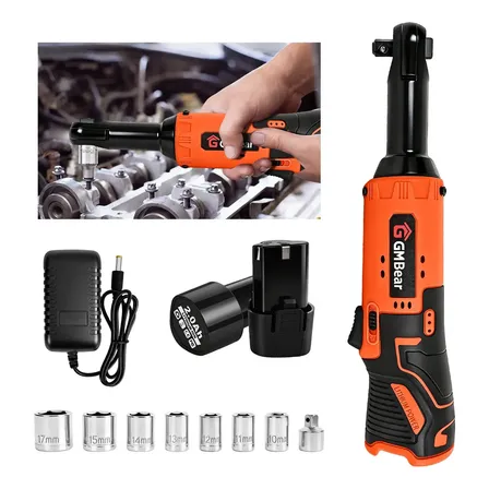 Chave De Impacto Sem Fio Gm Bear Com Kit De 7 Soquetes E 2 Baterias Laranja 12v 60 Hz