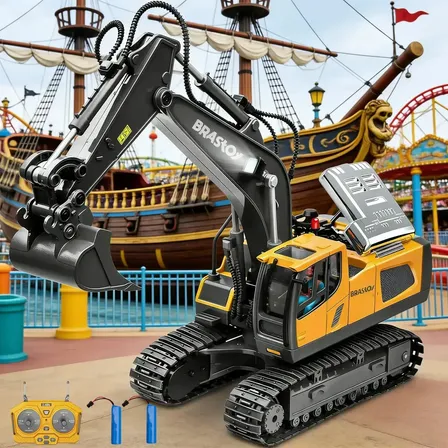 Brastoy Retroescavadeira Controle Remoto 11 Funções Brinquedo De Construção Elétrica Acompanha 2x Baterias Presente Ideal Para Meninos