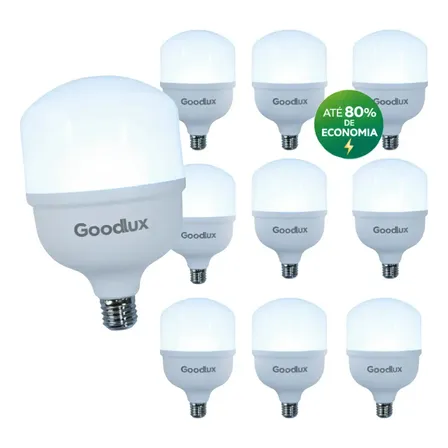 Kit 10 Lampada Led 40w Bulbo 6500k Branco Frio Alta Potência Bivolt 110v 220v Goodlux 127/220v