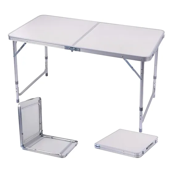 Mesa Dobravel Vira Maleta Camping Praia 120cm X 60cm Retangular Branca Marca MFL
