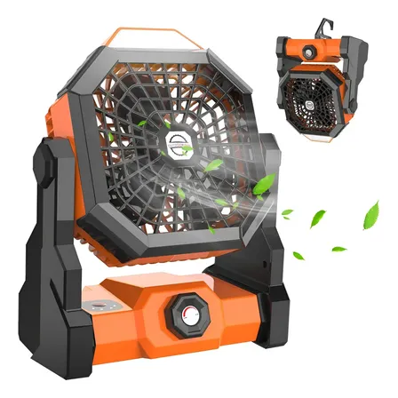 Ventilador De Acampamento Recarregável Portátil Com Led Luz Cor Laranja