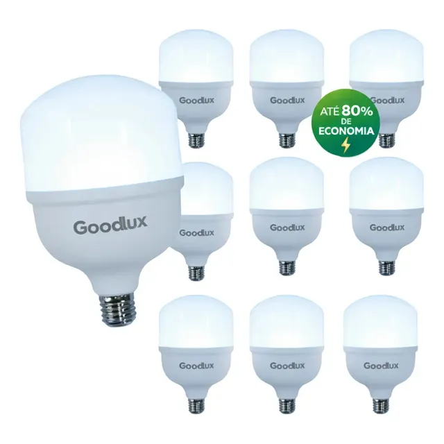 Kit 10 Lampadas Led 20w Bulbo 6500k Luz Branca Luz Branco Frio 127/220v Goodlux