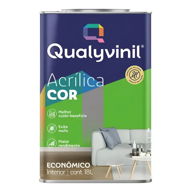 Qualyvinil Acrilica Economica Branco 1 8l Bco Balde Cor Verde-limão