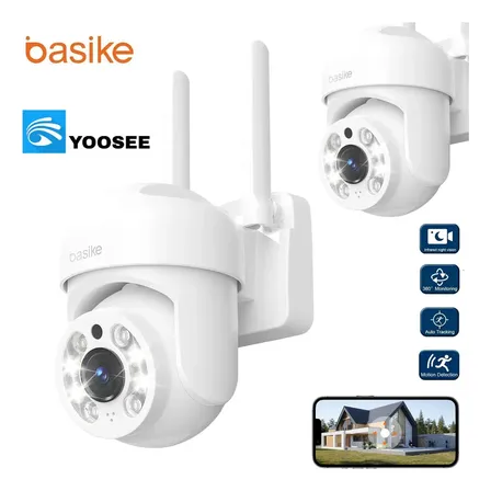 Kit 2 Câmera De Segurança Ip Sem Fio Wifi Yoosee/ICSEE Externa Full Hd Com Alarme Sensor De Movimento Ptz, 1080HD Visão Noturna Colorida, Áudio Bidirecional, Ip66 À Prova D'água Instalação Plug & Play