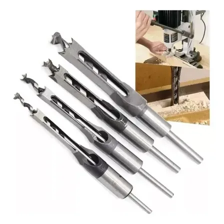 Brocas Furo Quadrado Para Marcenaria 1/4 5/16 3/8 1/2 4 Pecas Ferramentas Profissional Drill