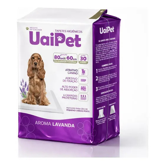 Tapete Higiênico Descartável Alta Absorção Atrativo Aroma Lavanda 80x60 Uai Pet
