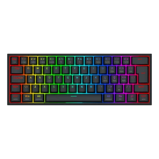 Teclado Mecânico Gamer Redragon Alcor Preto Rgb 60% Preto Português Brasil Inglês Internacional