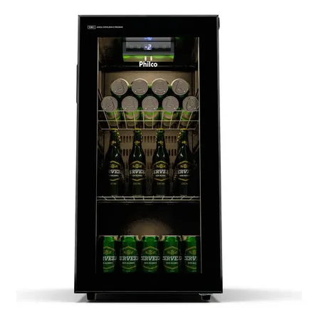 Cervejeira Philco 96l Porta De Vidro Controle Digital Temperatura -6°c A 16°c Pcv09a Preto 127v