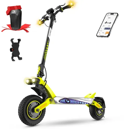Honeywhale T8 Max Patinete Elétrico, Dual Motor 2000w, 52v 20ah, 65km/h, Pneus 12 Off-road, Suspensão Dupla, App Bluetooth, Dobrável, Farol Led, Scooter Premium Amarelo-preto