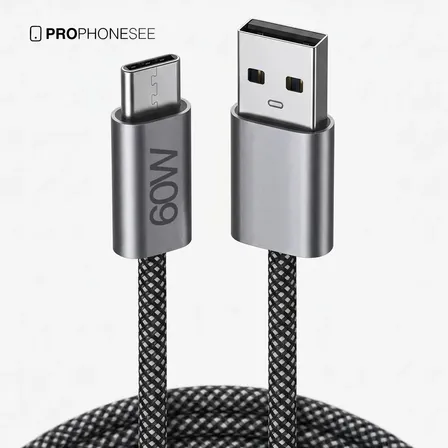 Cabo Usb Entrada Tipo C A 60w Turbo Ultra Rápido 2 Metros Longo Nylon Blindado Plus Max Trançado Reforçado Resistente Compatível Com Carregador De Celular Pd Qc Usbc Carga E Dados Marca Pro Phone See