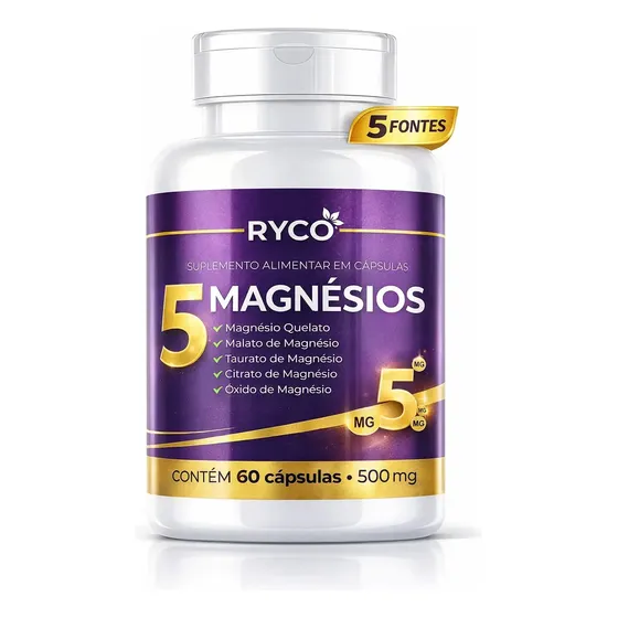 5 Magnésios 60 Cápsulas Ryco Sem Sabor Sem Sabor
