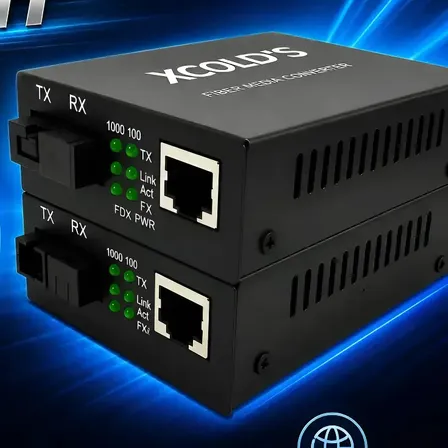 Conversor Rj45 Mídia Fibra Óptica Wdm Bidi Rede Gigabit 10/100/1000mb Par A+b Compatível Com Starlink Ethernet Cftv Xcolds