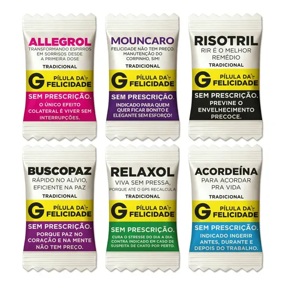Kit 100 Balas Divertidas Pílulas Felicidade Já Personalizada