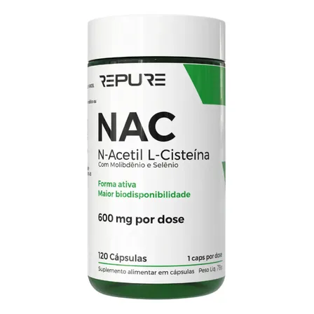 Nac N-acetil L-cisteína 600mg Molibdênio + Selênio 120 Cápsulas (4 Meses)