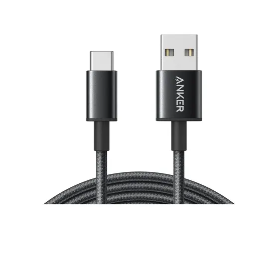 Cabo Usb Carregador Celular Tipo C Anker 1,8m Nylon Trancado Carga Rapida 15W Apple CarPlay, Samsung Galaxy S8-S24, iPhone 14/15/16/17, iPad, Google Pixel, LG, Sony, Xiaomi, OPPO, Motorola,Cor Preto