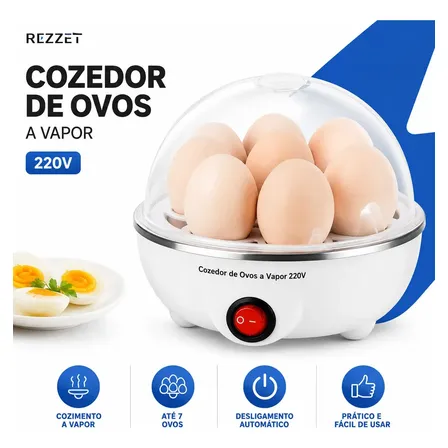 Cozedor De Ovos Elétrico Rezzet Para 7 Ovos Com Desligamento Automático Sortida 220v
