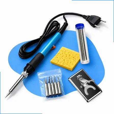 Kit Ferro De Solda 60w Estanho Com Fluxo Regulagem Premium + Pontas Extras 220v