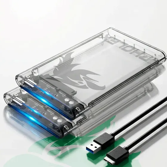 Kit 2 Case Gaveta Transparente Para Hd Externo Slim Ssd Sata 2.5 Usb 3.0 Xbox Notebook E Pc