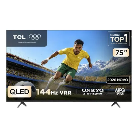 Smart Tv Tcl 75 Polegadas Qled 4k P8l Wifi Bluetooth Google Tv Hdr10+ 144 Hz Vrr 75p8l