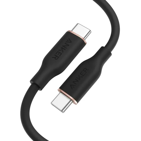 Cabo Usb C Para Tipo C Celular Anker 240w Silicone, Carregador Turbo Super Rápido Macbook Pro/air, iPhone 15/16/17, Samsung, Xiaomi, Oppo, Jovi, Motorola, iPad, Galaxy, Anti-no, 0,9m, Cor Preto