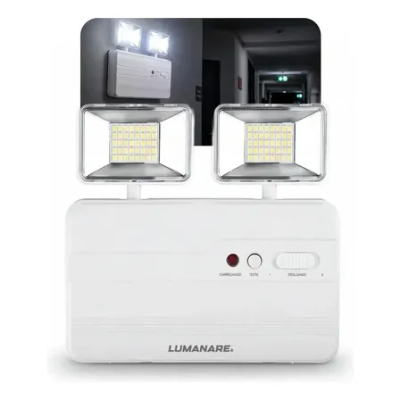 Luminária De Emergência Led 2200 Lumens 20w Potente Forte Profissional Recarregável 127/220v Bivolt 6h Branco