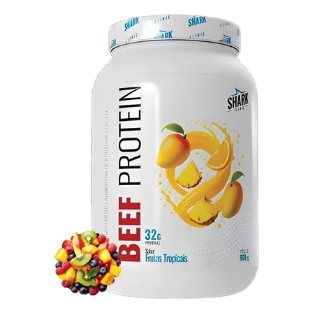 Whey Beef Protein Zero Lactose 900g Shark Pro Sabor Frutas Tropicais
