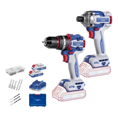 Kit Parafusadeira/ Furadeira + Parafusadeira De Impacto By Total Tramontina Azul
