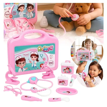 Kit Enfermeira Maleta Doutora Médica Infantil Completa Menina Acessórios Rosa