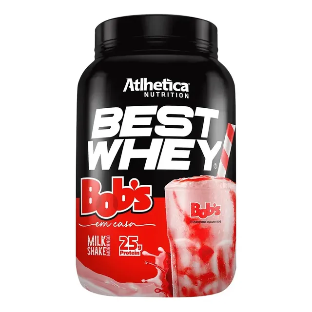 Best Whey Bob's Milk Shake Morango Pote 900g 3w Atlhetica Nutrition Milkshake De Morango Bobs