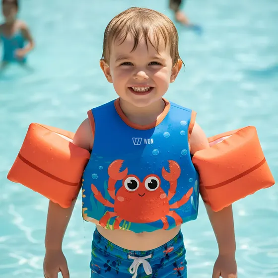 Boia Colete Salva Vidas Flutuador Infantil Até 25kg Não Fura Segurança Para Piscina E Praia Estampa Caranguejo