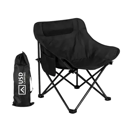 Cadeira De Camping Praia Pesca Resistente Até 120kg C/ Bolsa De Transporte Usd Preto
