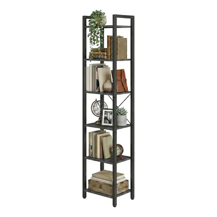Estante De Livros Industrial, Prateleira De 6 Níveis Cor Preto