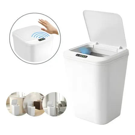 Lixeira Com Sensor Automático 16 Litros Branco Inteligente Abre Fácil Toque Cesto Quarto Banheiro Cozinha