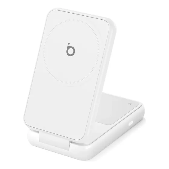 Carregador Por Indução Basike 2 em 1 Magnético Dobrável com Luz Noturna para iPhone e Samsung
