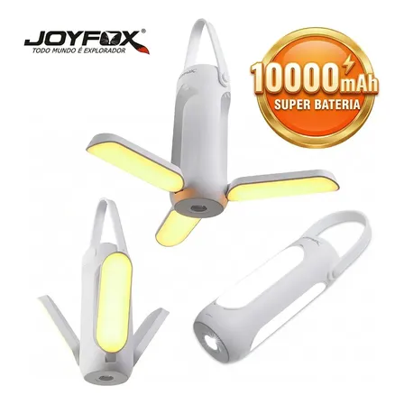 Lampião Profissional Joyfox 10000mah Recarregável, Para Camping, Trilha E Emergência Branco