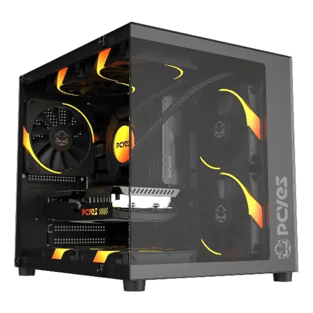 Gabinete Gamer Pcyes Forcefield Mini Black Vulcan - Gffmnbv Preto