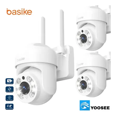 Kit 3 Câmera De Segurança Ip Sem Fio Wifi Yoosee/icsee Externa Full Hd Com Alarme Sensor De Movimento Ptz, 360° Visão Noturna Colorida, Áudio Bidirecional, Ip66 Instalação Plug & Play Branco