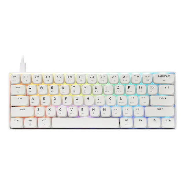 Teclado Mecânico Gamer 60% Com Hotswap Rgb E Switches Vermelhos Com Usb-c Para Jogos E Trabalho Layout Us