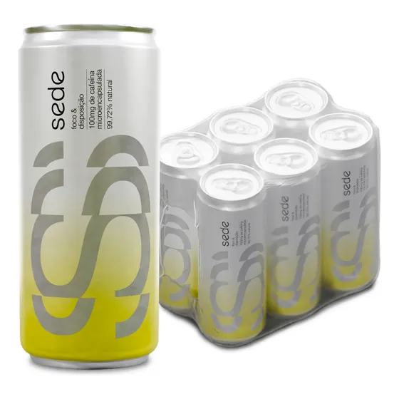 SEDE Foco e Disposição Energético Natural Funcional 310ml | Energy Drink com Cafeína Microencapsulada e Vitaminas | Pack com 6 Latas