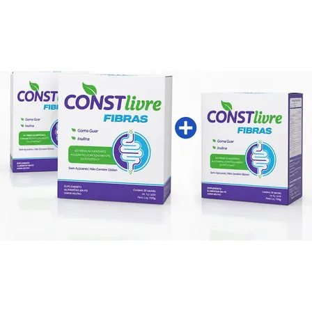 Constlivre Fibras 30 Sachês Goma Guar Inulina Compre 2 Leve 3