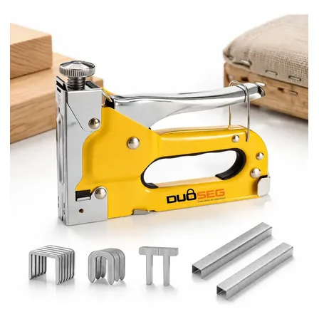 Grampeador Tapeceiro Manual Profissional Para Madeira Alta Pressão Em Aço Com Grampos Para Tapeçaria Estofados Marcenaria Tecido Papelão Decoração Reparos
