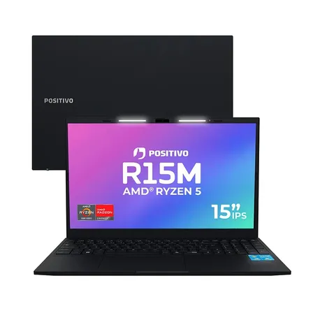 Notebook Positivo Vision R15M AMD Ryzen 5 5625U de 15.6" Full HD com Minitela e 256GB SSD