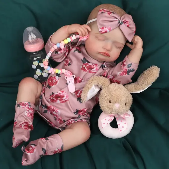 Boneca Bebê Reborn Menina Pintada Realista 48cm Silicone Pode Ser Lavado