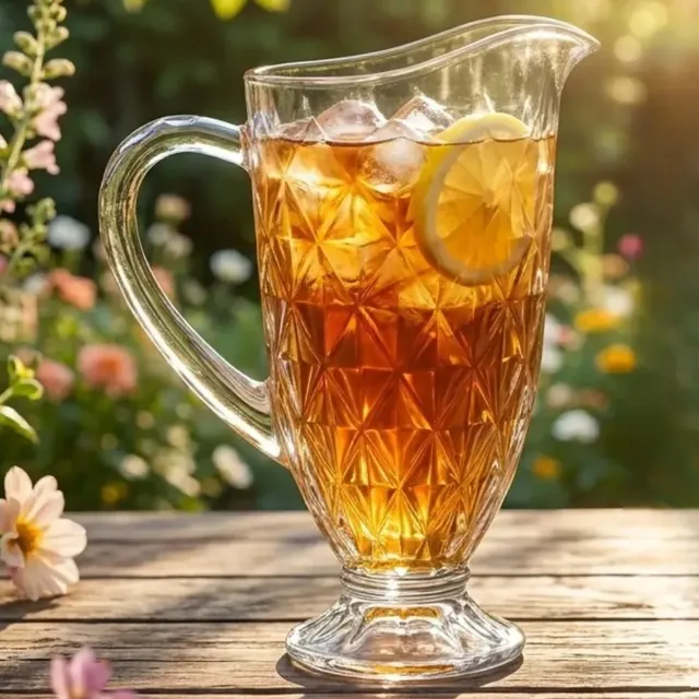 Jarra De Vidro Diamond 1,2l Transparente Água Marinha | Vidro Grosso Resistente Para Água, Suco, Vinho E Drinks Mesa Posta Restaurante