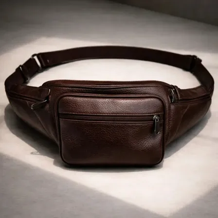 Damascenoimports Pochete De Couro Marrom Liso