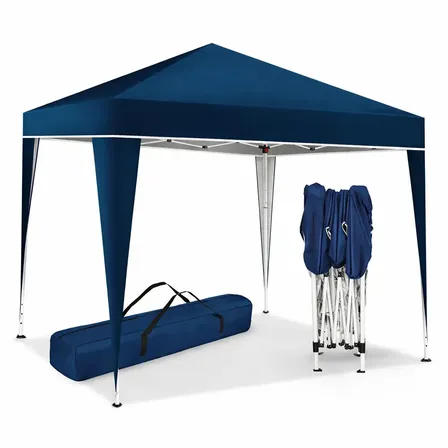 Tenda Gazebo 3x3 Sanfonada Articulada Dobrável Impermeável Reforçada Montagem Rápida Praia Camping Feira Eventos Proteção Sol Chuva Bolsa Transporte Azul-marinho