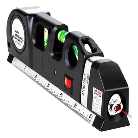 Trena Nível Laser Profissional 2,5m 3 Linhas Horizontal Vertical Cruzado Nível De Bolha Prático E Preciso Para Quadros Prateleiras Painéis Instalações Residenciais E Pequenos Reparos Eletric Teck