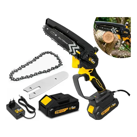 Mini Moto Serra Elétrica A Bateria 21v Sabre 6 Polegadas 150mm Portátil Recarregável Profissional Bts300 The Black Tools Amarelo E Preto 127/220v
