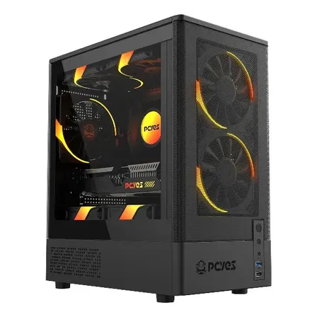 Gabinete Gamer Pcyes Kauri Black Vulcan Preto